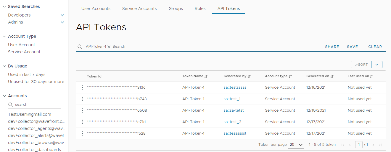 The new API Tokens tab under the Accounts menu item.