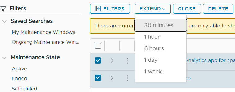 extend menu with extend time choices